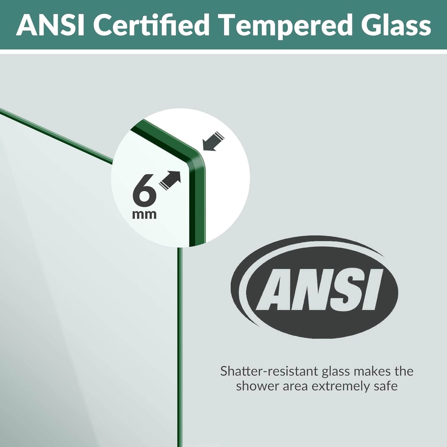 Safety and Easy to Clean Glass: 1/4 inch (6mm) clear tempered glass- ANSI Z97.1 certified, not easily shatter. While NANO glass makes water droplets slide off quickly and have good stain resistance, reducing cleaning time for glass doors