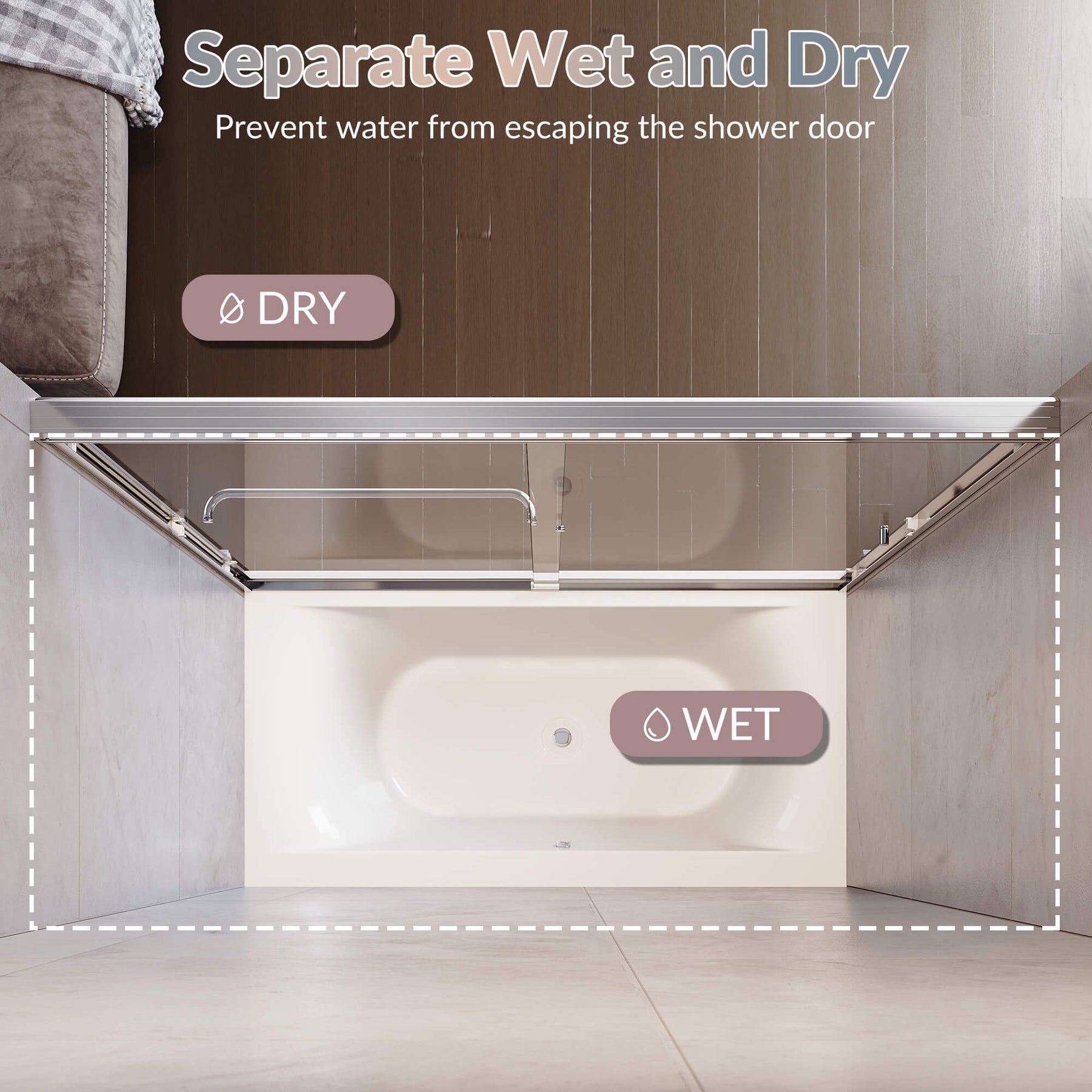 Separate Wet and Dry: Prevent water from escaping the shower door