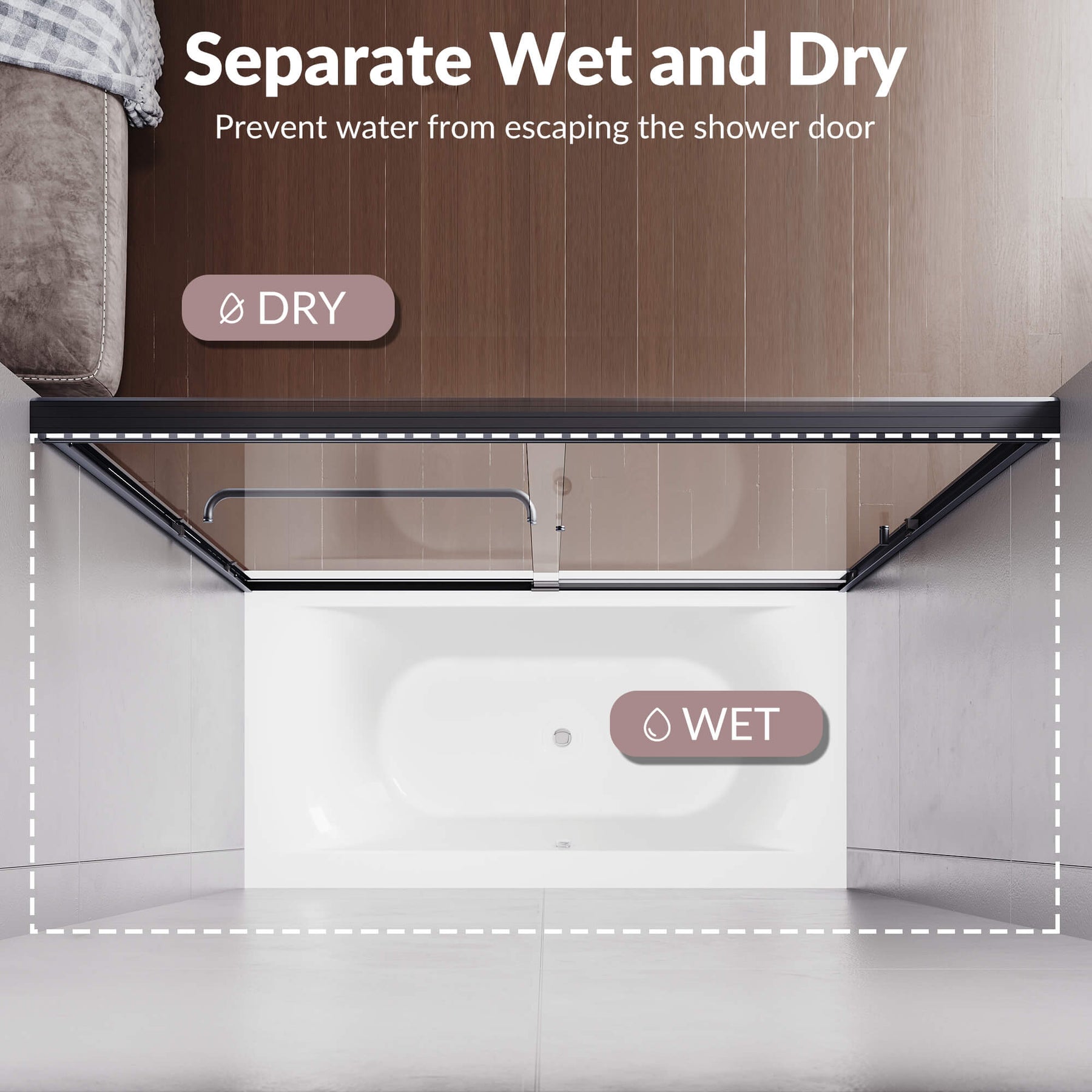 Separate Wet and Dry: Prevent water from escaping the shower door