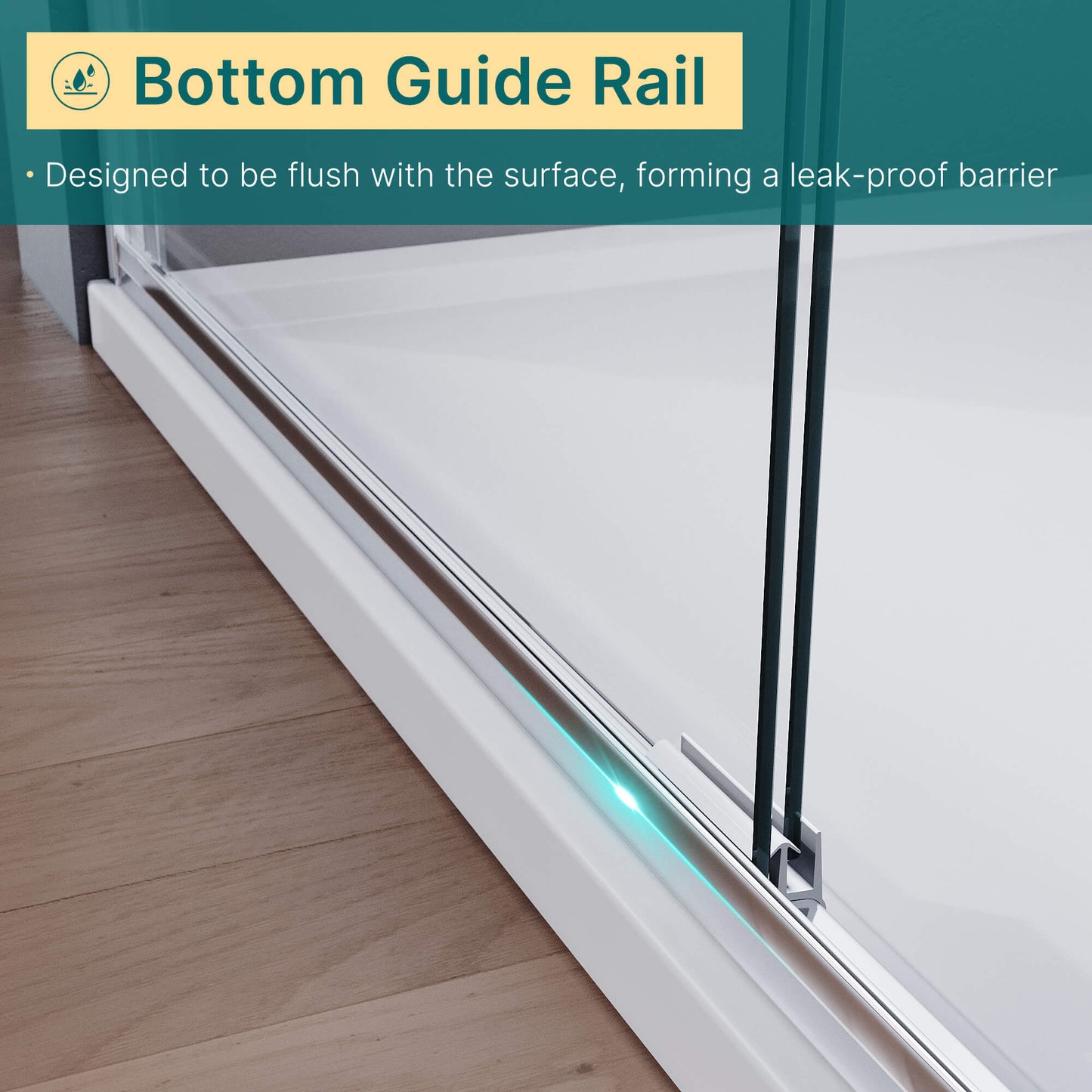 Bottom Guide Rail: Designed to be flush with the surface, forming a leak-proof barrier