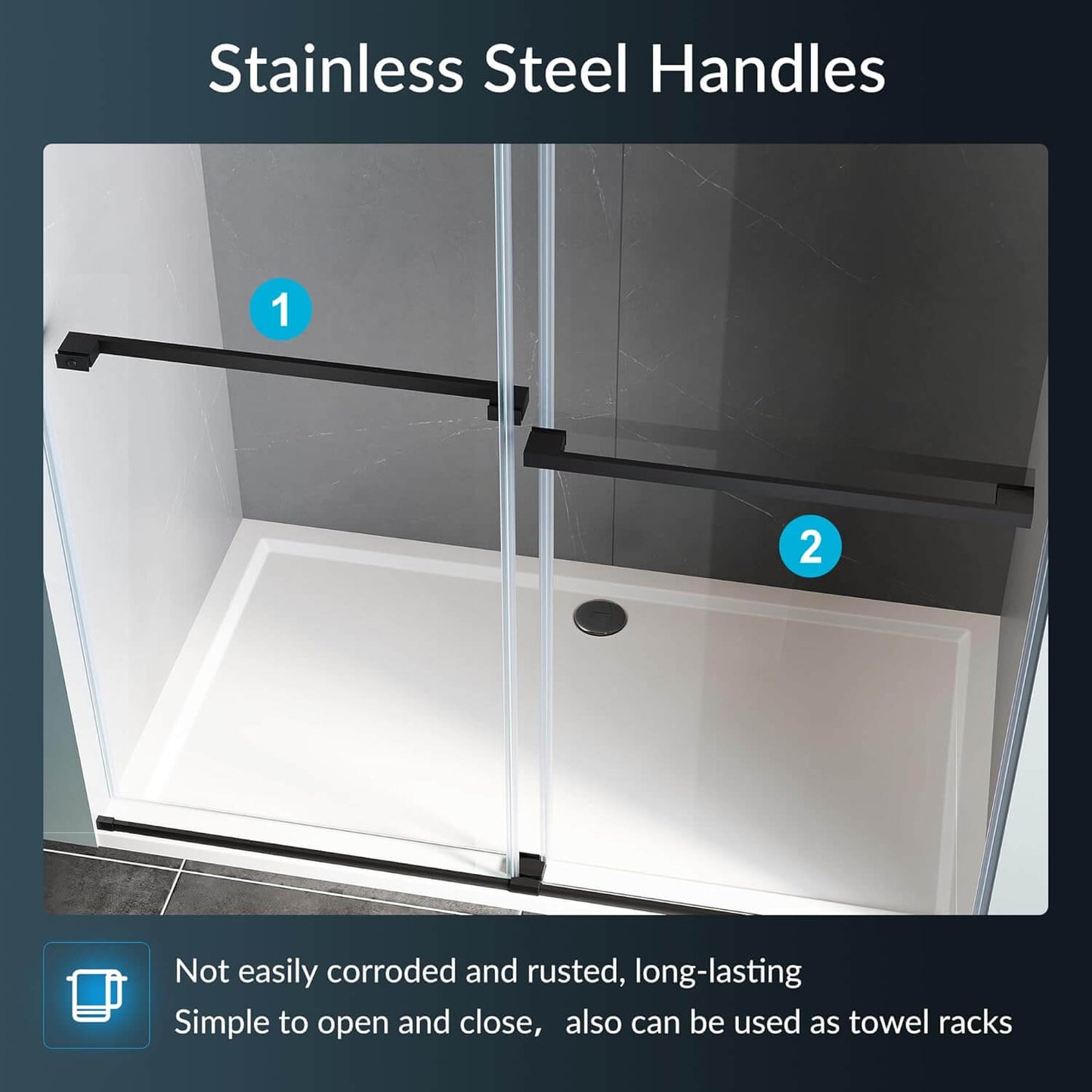 Stainless Steel Handles: Not easily corroded and rusted, long-lasting. Simple to open and close, also can be used as towel racks
