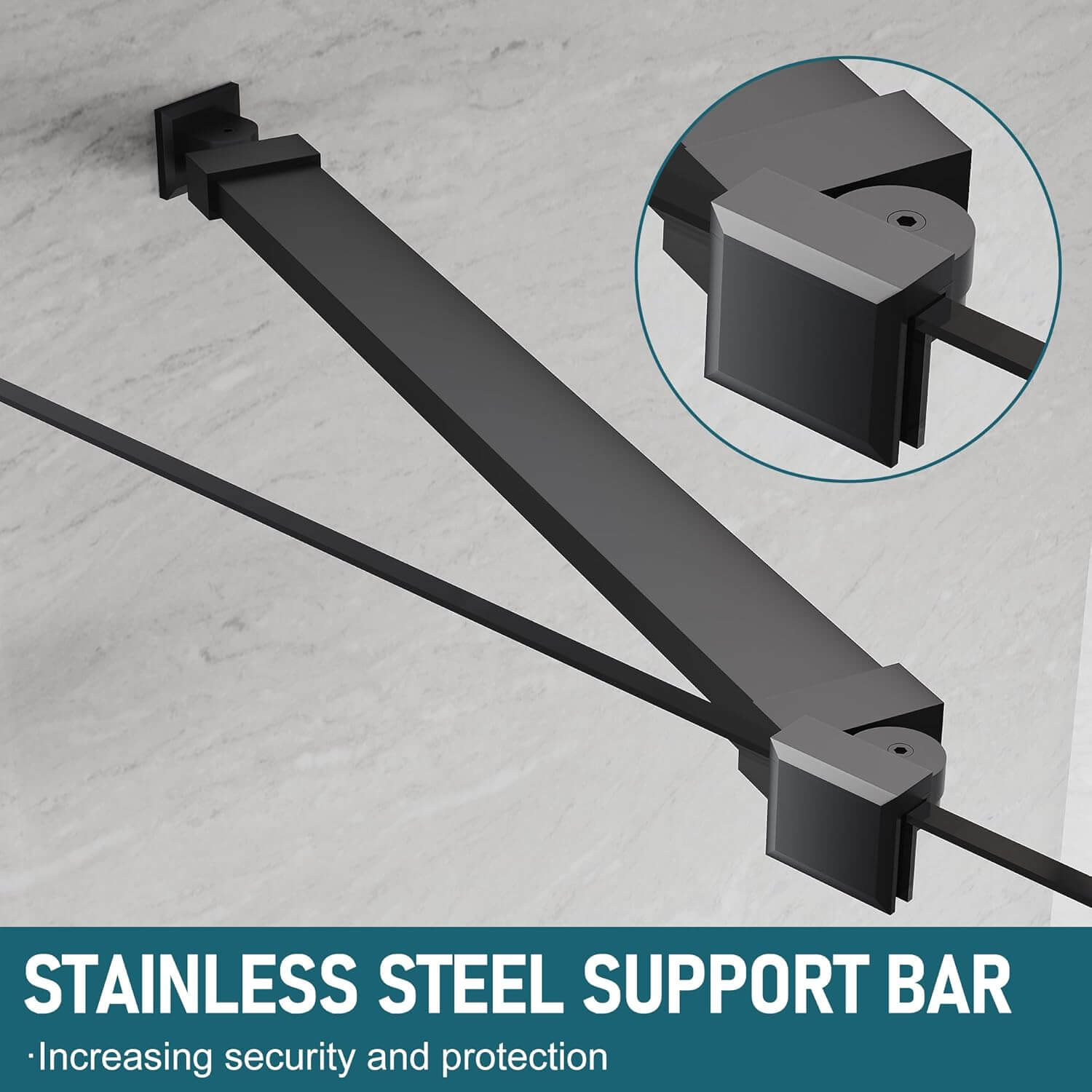 STAINLESS STEEL SUPPORT BAR: Increasing security and protection