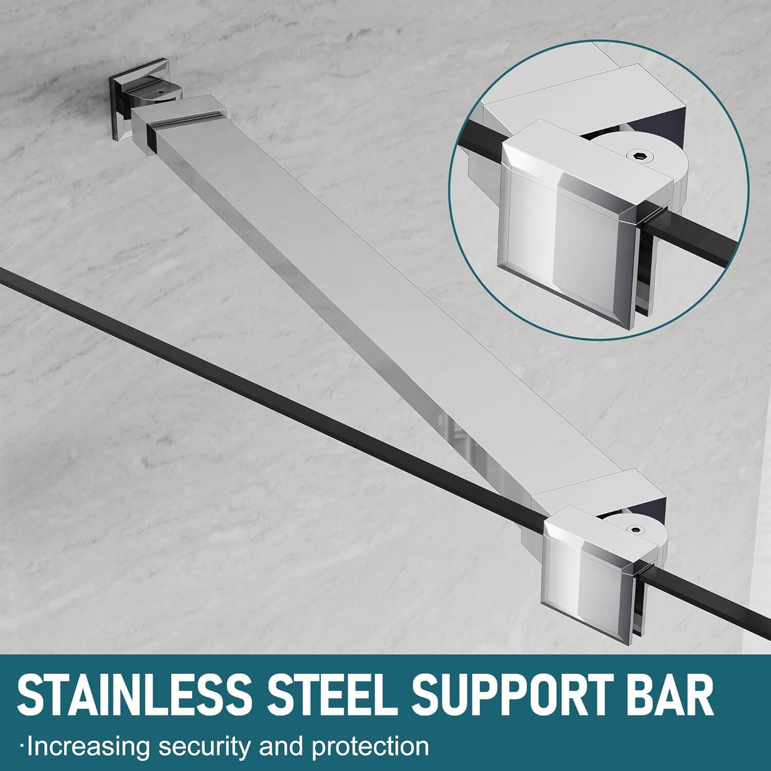 STAINLESS STEEL SUPPORT BAR: Increasing security and protection