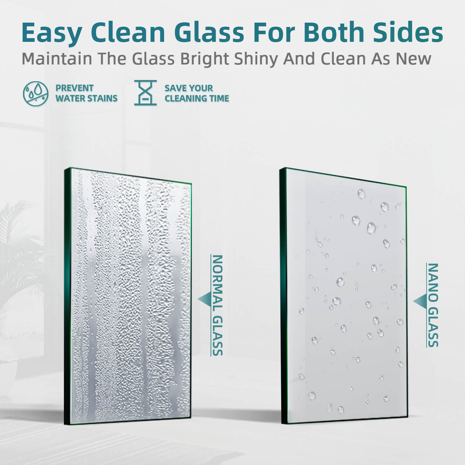 Easy Clean Glass For Both Sides: Maintain The Blass Bright Shiny And Clean As New