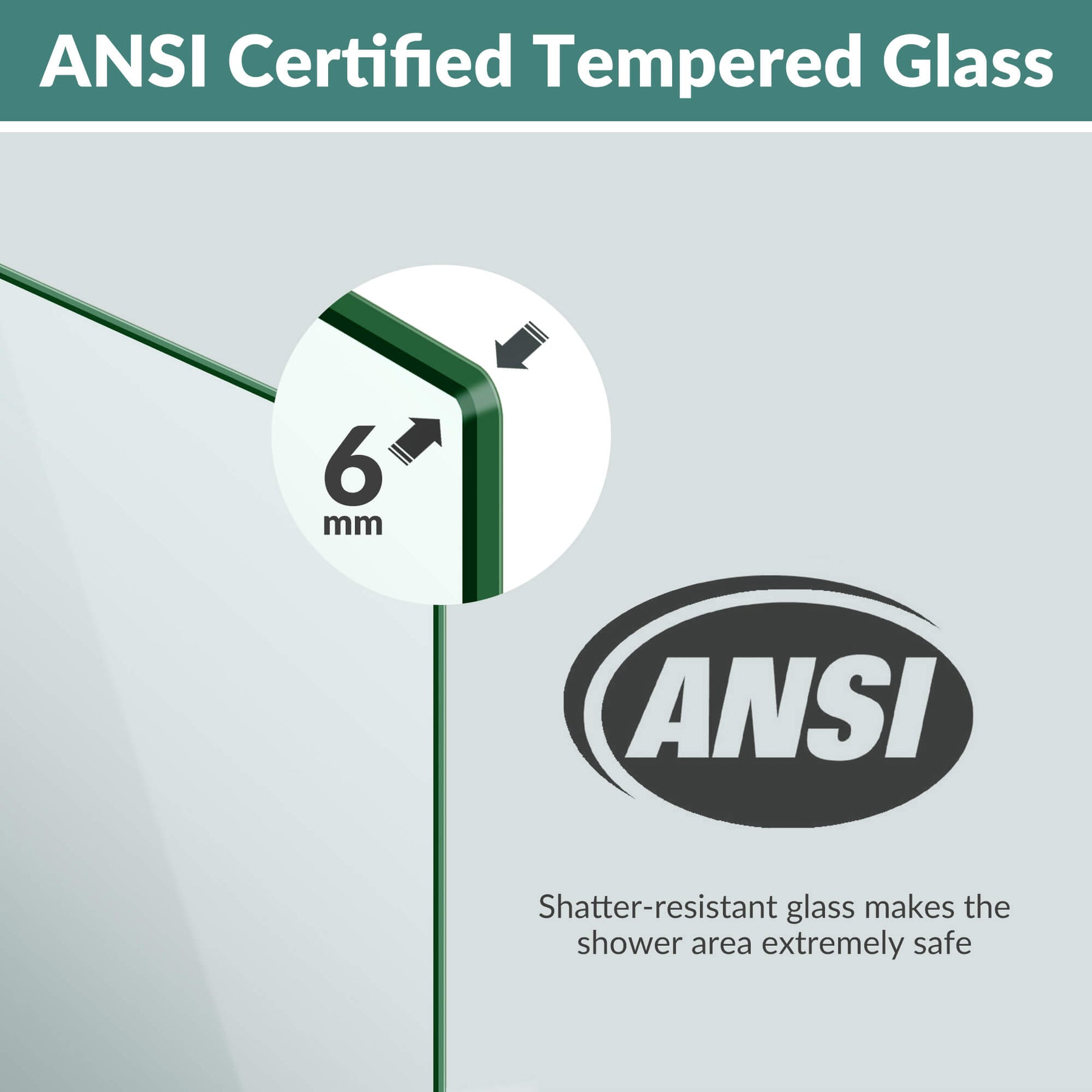 Safety and Clear: 1/4" (6mm) tempered glass is certified by ANSI, not easy to break, making your bathroom safer and more worry-free.
