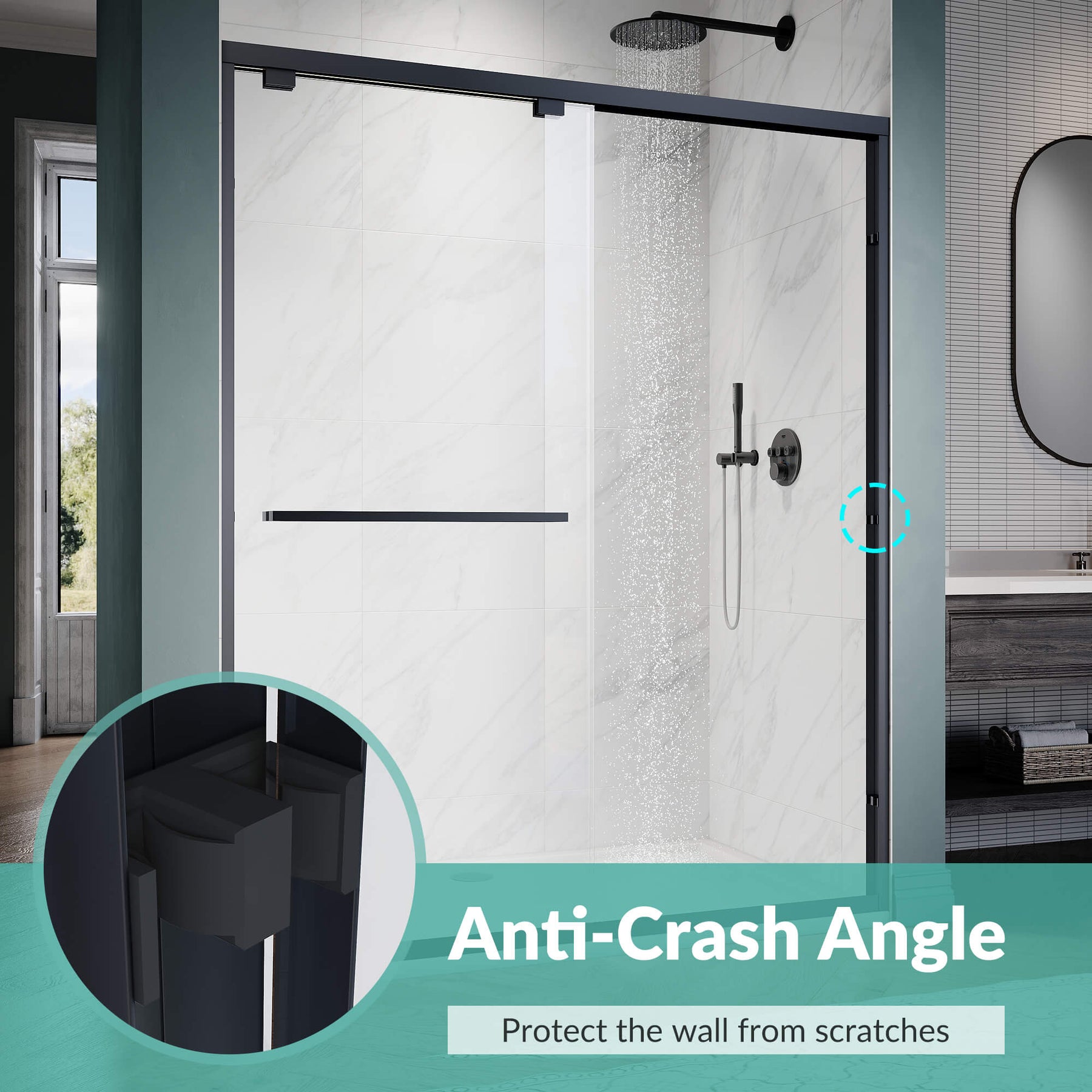 Anti-Crash Angle: High-quality anti-crash angles protect the wall from scratches