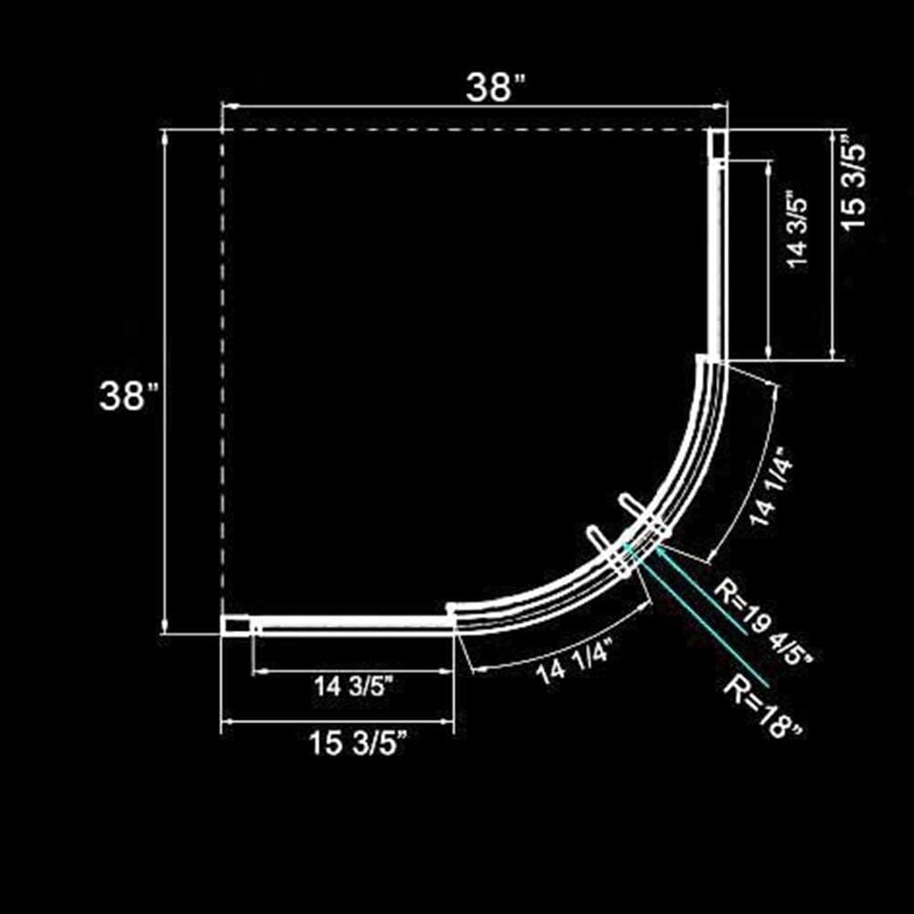 ELEGANT Quadrant Shower Bases 38" x 38" x 3" White Corner Drain Shower Pan Size Chart