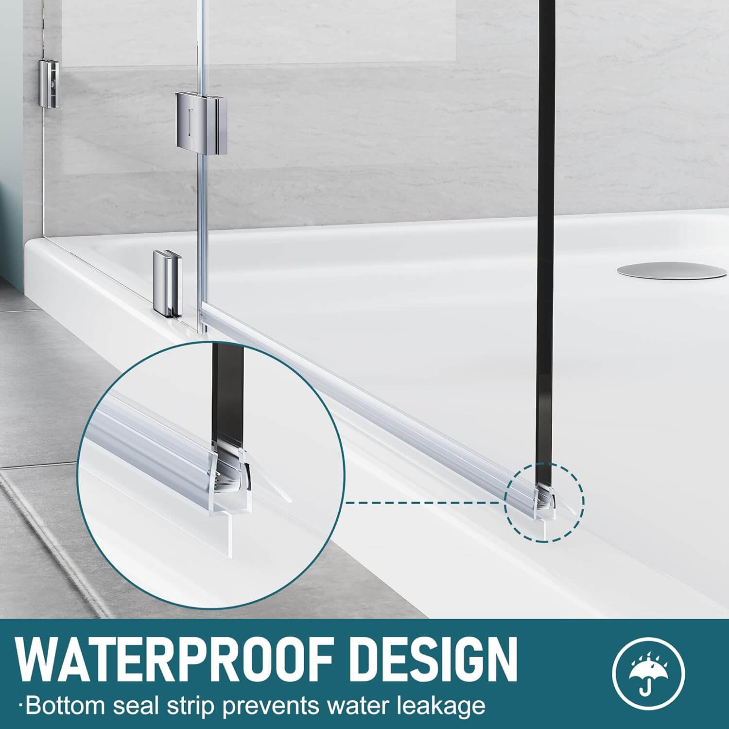 Waterproof: Full-length clear shower door seal strips keep your bathroom always neat and clean by preventing any leaking when you're taking a shower