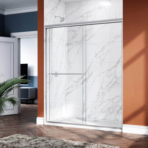 ELEGANT 48" x 72" Brushed Nickel Finish Double Sliding Shower Doors