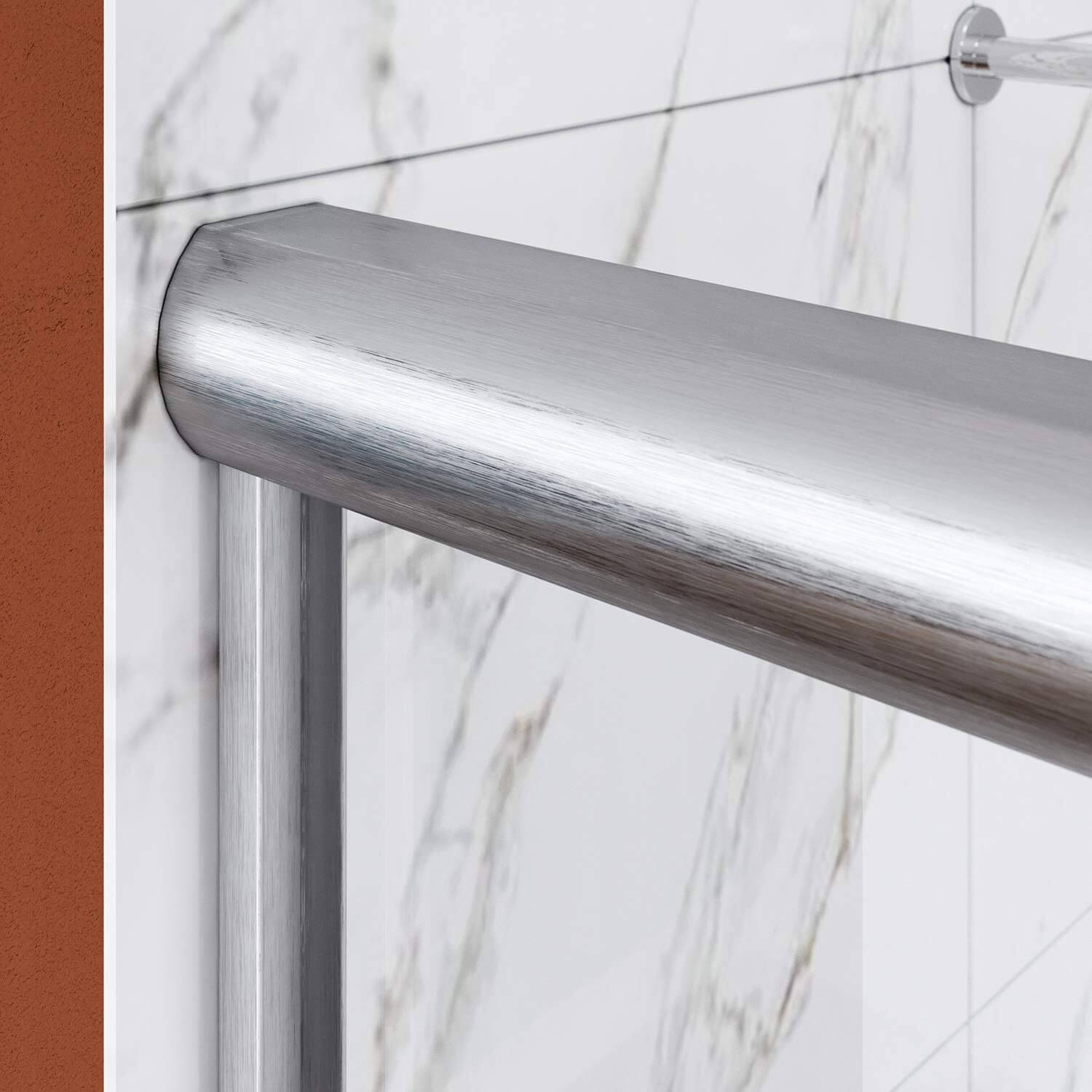 Brushed Nickel frame design, increase the safety factor, both make your bathroom safer and more worry-free, more elegant