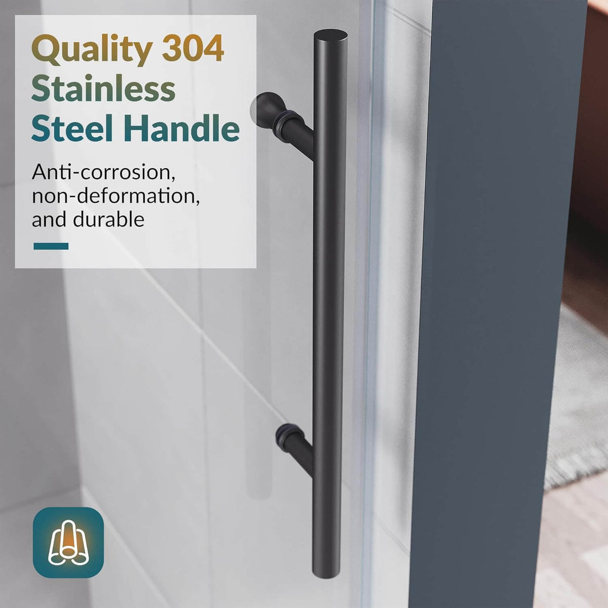 Stylish Shower Project: No worry about rust or chipping.These are the long bar handle and large, solid rollers at the top, slide in stable and quietly