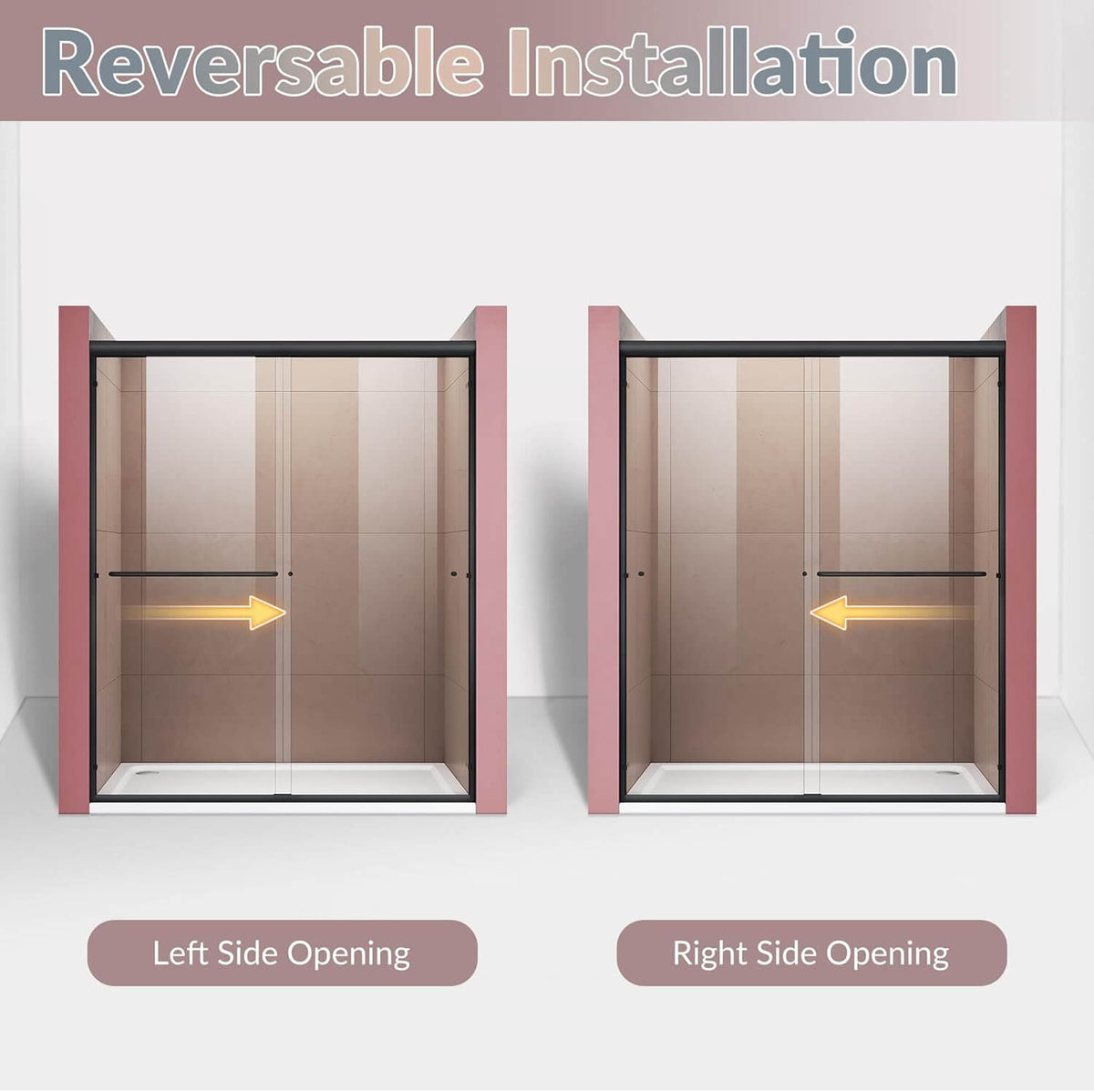 Easy to Install: The shower door can be installed left or right for durability. Comes with an illustrated long instruction and all fixings are included, easy to install. Professional installation is recommended. The glass and frame arrive separately