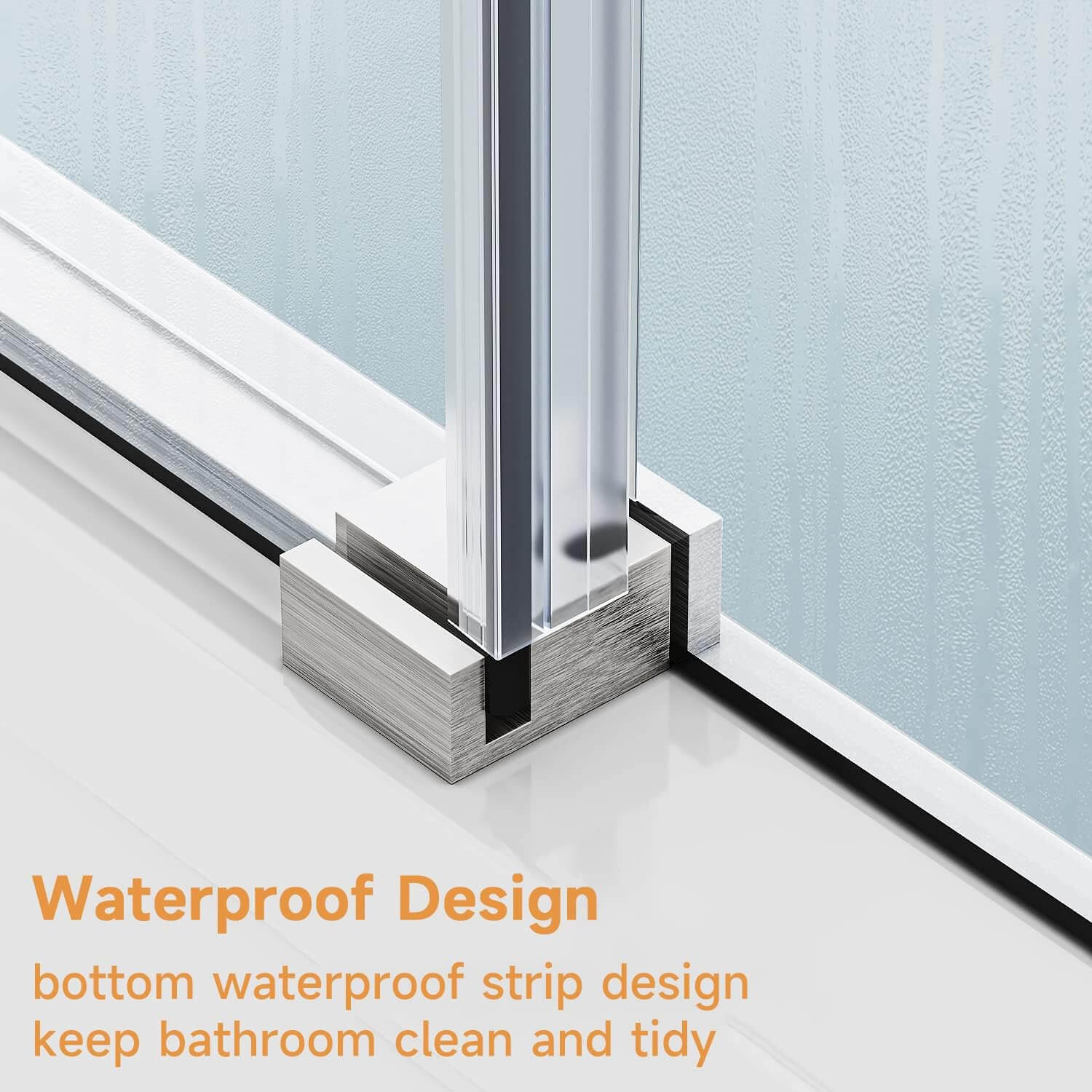 Waterproof Design: bottom waterproof strip design keep bathroom clean and tidy