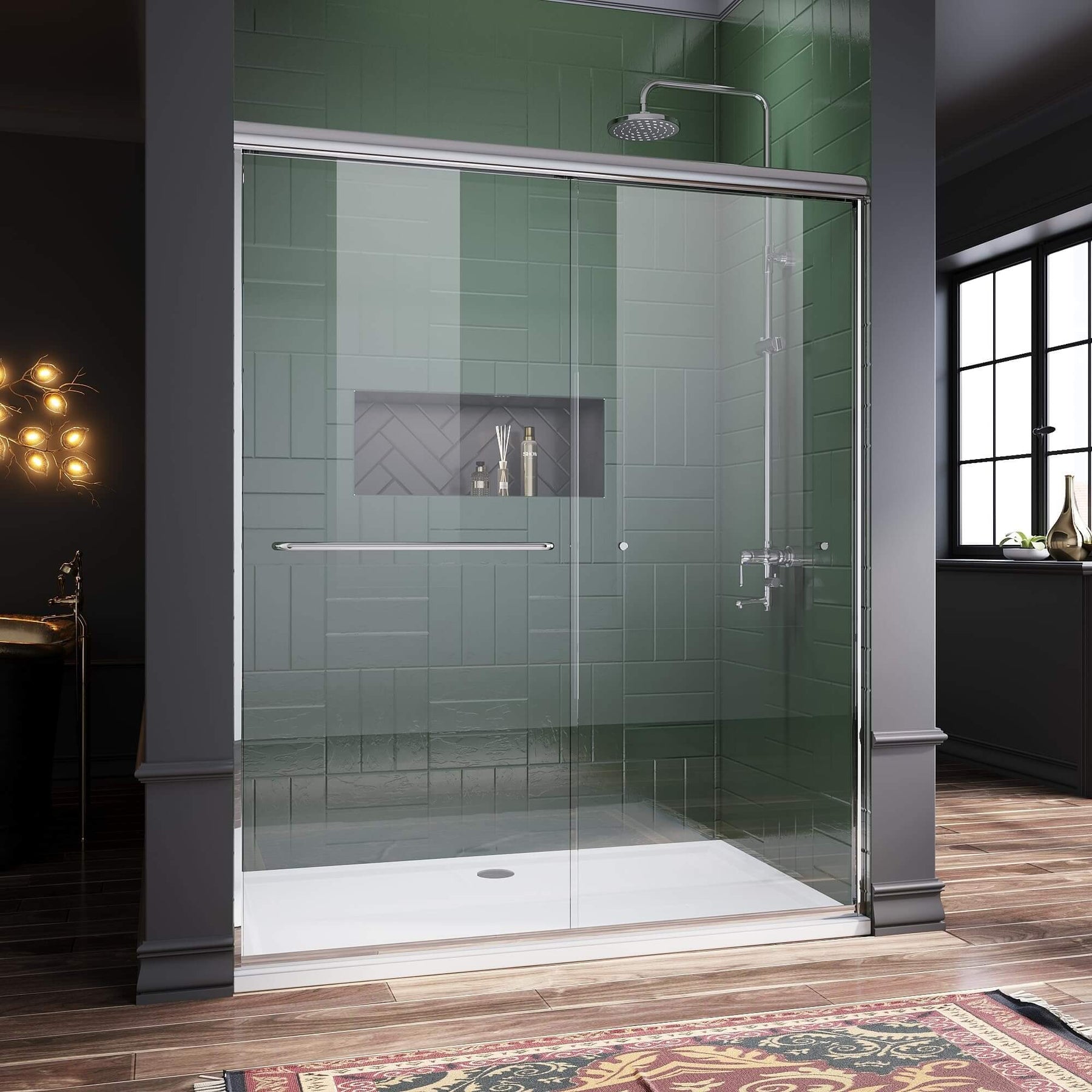 ELEGANT 60" x 72" Chrome Finish Double Sliding Shower Doors