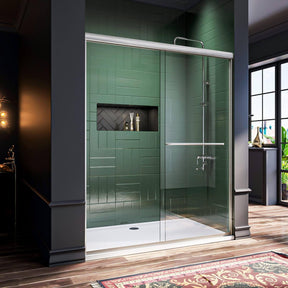 ELEGANT 60" x 72" Brushed Nickel Finish Double Sliding Shower Doors