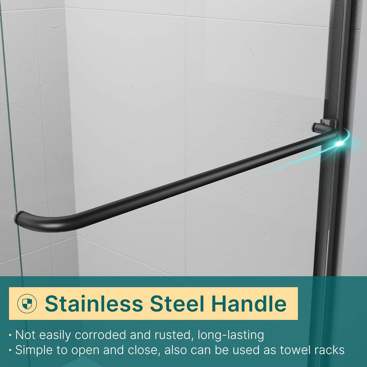 Humanized Handle Design: Humanized handle with 1 long door handle outside and with-2 inner knobs, lets you slide better. The stainless steel material makes it more durable, and also not easy to rust.