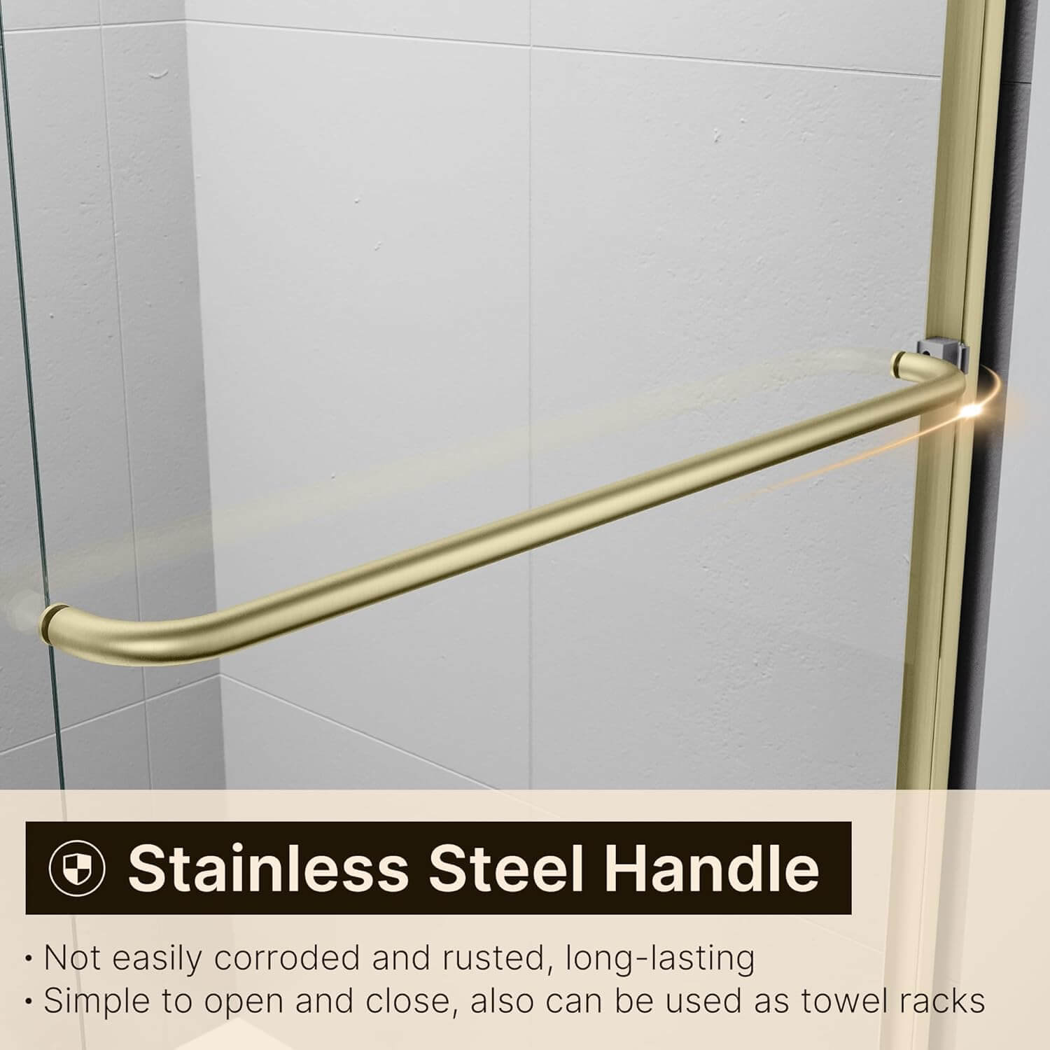 Humanized Handle Design: Humanized handle with 1 long door handle outside and with-2 inner knobs, lets you slide better. The stainless steel material makes it more durable, and also not easy to rust.