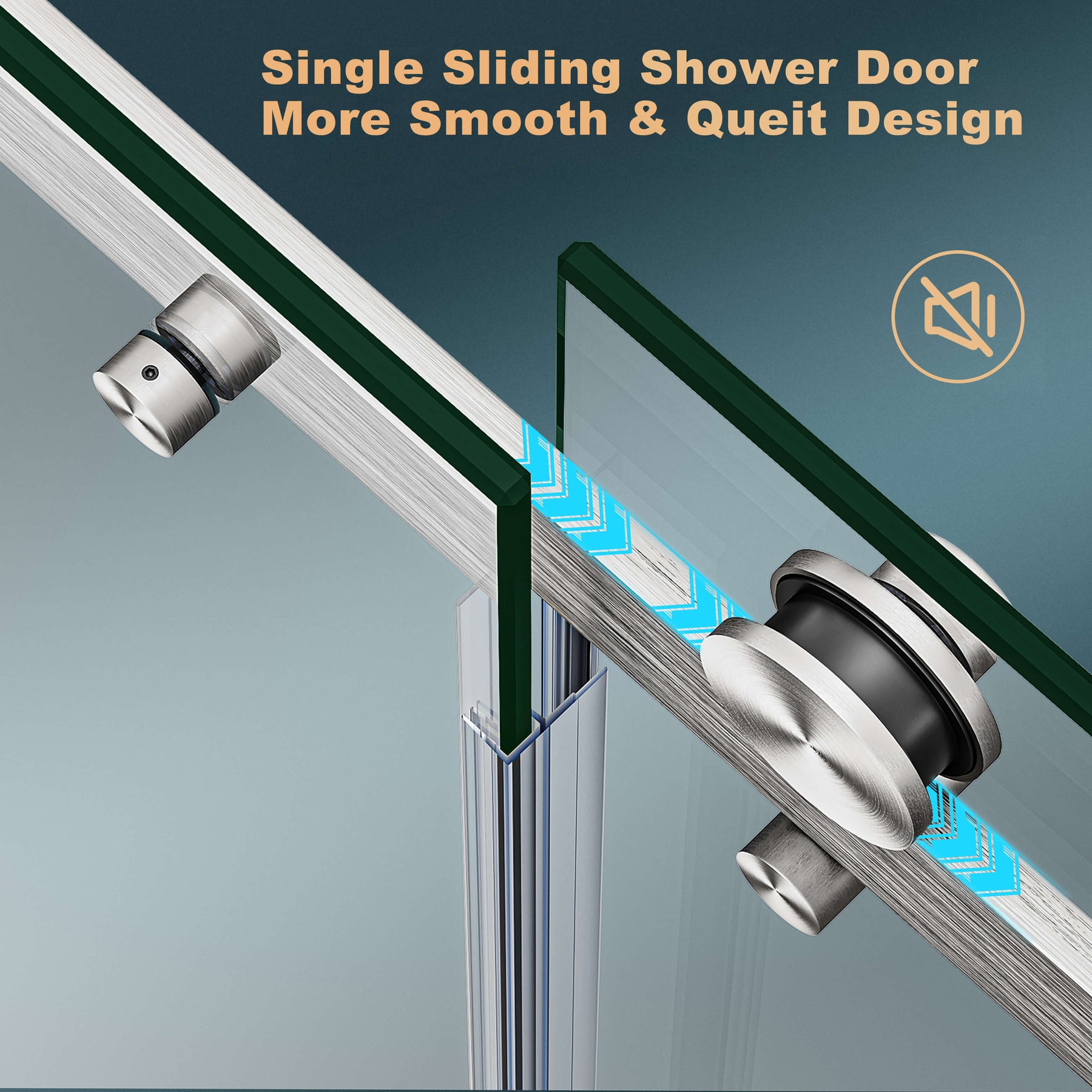 Single Sliding Shower Door More Smooth & Quiet Design