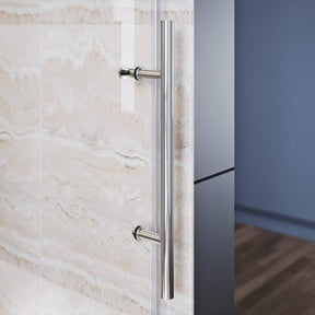 Stylish Shower Project: No worry about rust or chipping.These are the long bar handle and large, solid rollers at the top, slide in stable and quietly