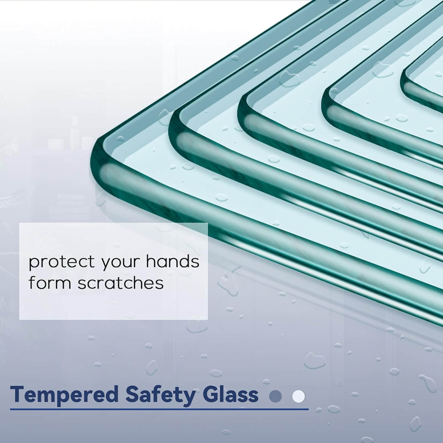 Safety Clear Glass: ANSI Z97.1 approved 1/4" (6mm) thick tempered glass. It is hard to break, making your bathroom safer and less stressful