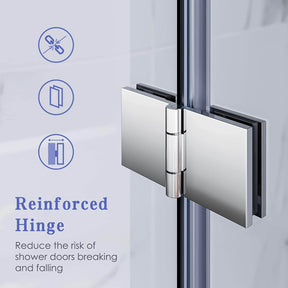 Reinforced Hinge: Reduce the risk of shower doors breaking and falling