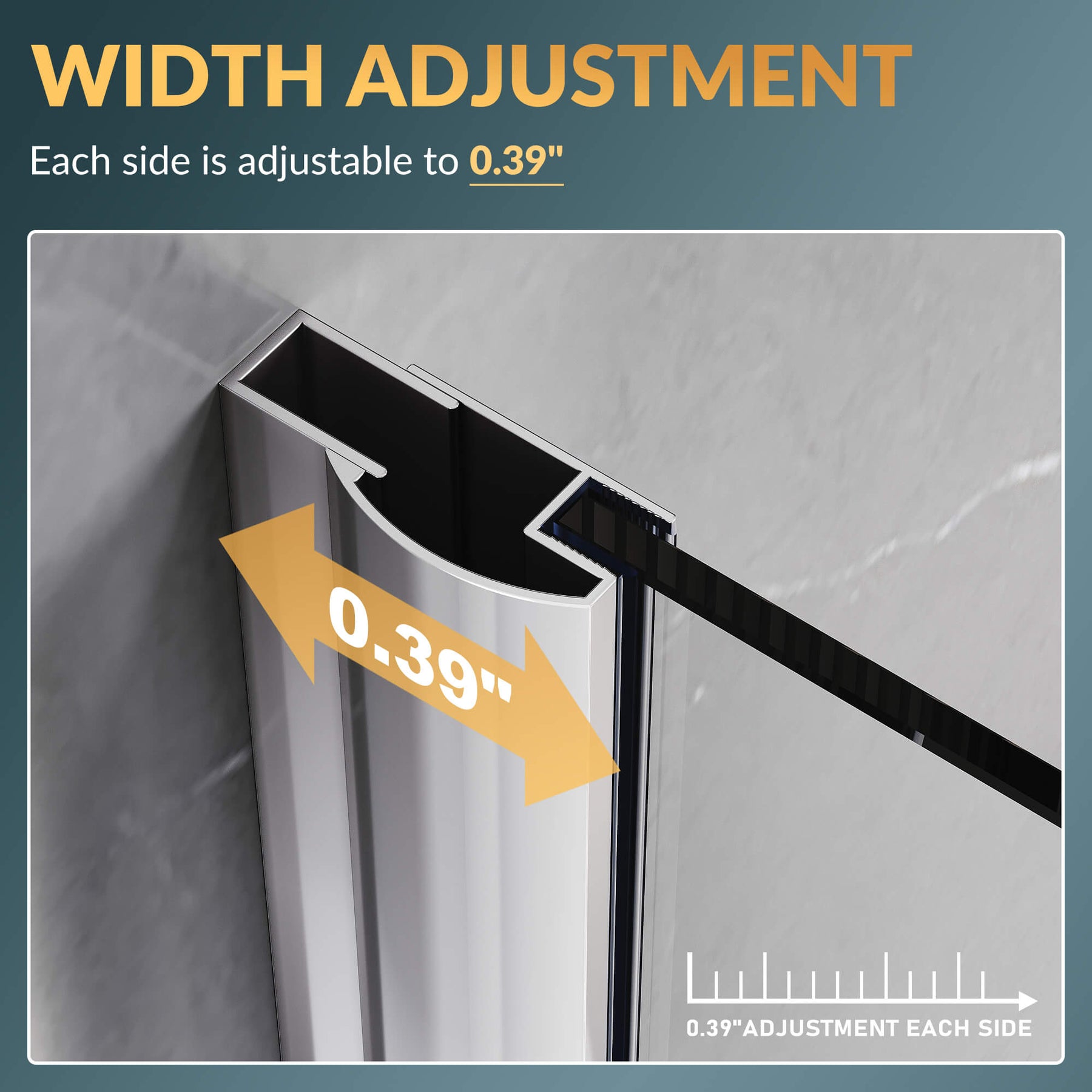 WIDTH ADJUSTMENT: Each side is adjustable to 0.39"