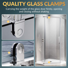 QUALITY GALSS CLAMPS: Carrying the weight of the glass door firmly, opening and closing without shaking.