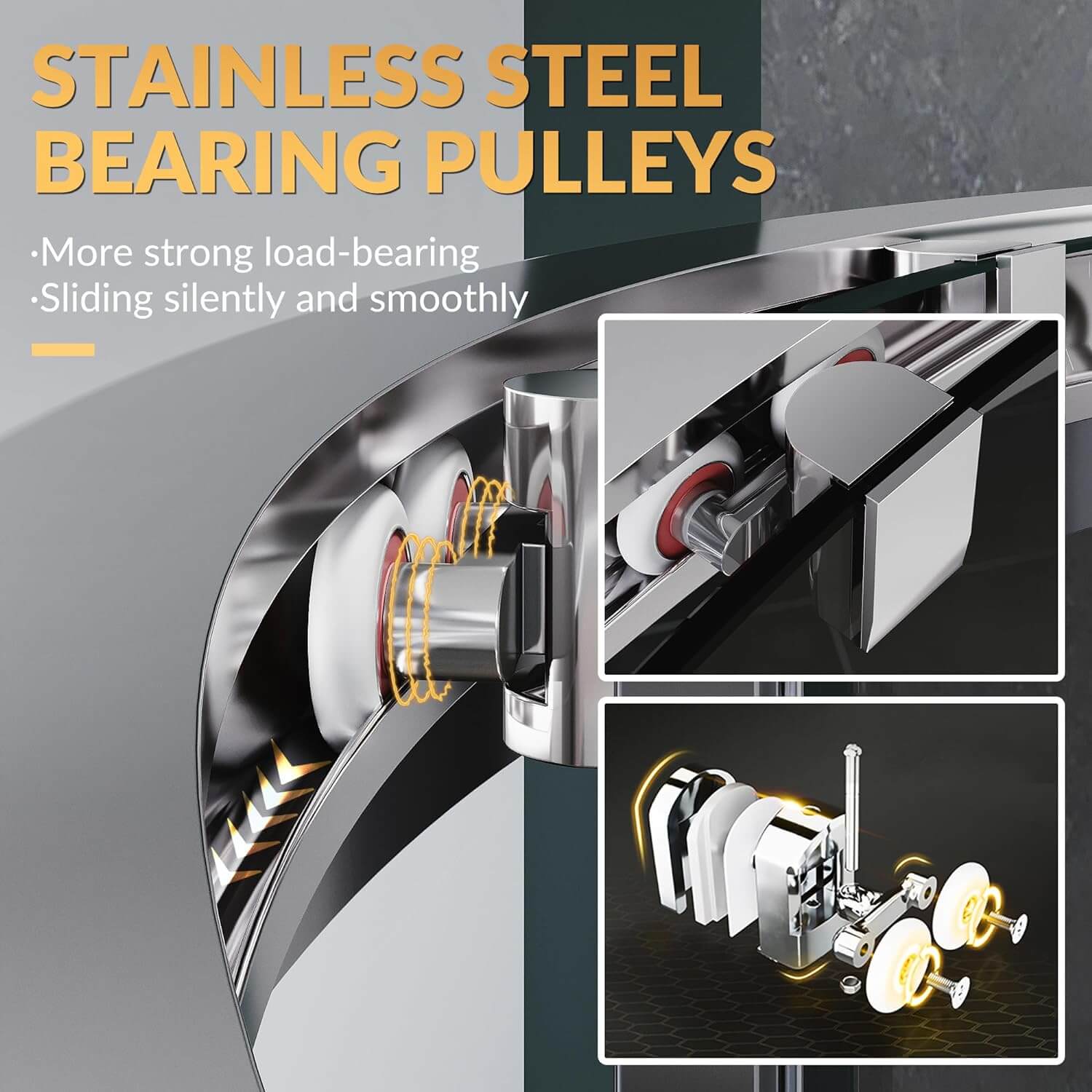 STAINLESS STEEL BEARING PULLEYS: More strong load-bearing. Sliding silently and smoothly