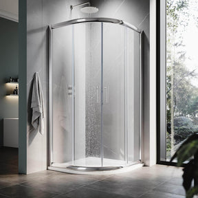 ELEGANT Chrome Finish Corner Quadrant Shower Enclosure with 36.7 in. W x 36.7 in. D x 72 in. H Sliding Doors