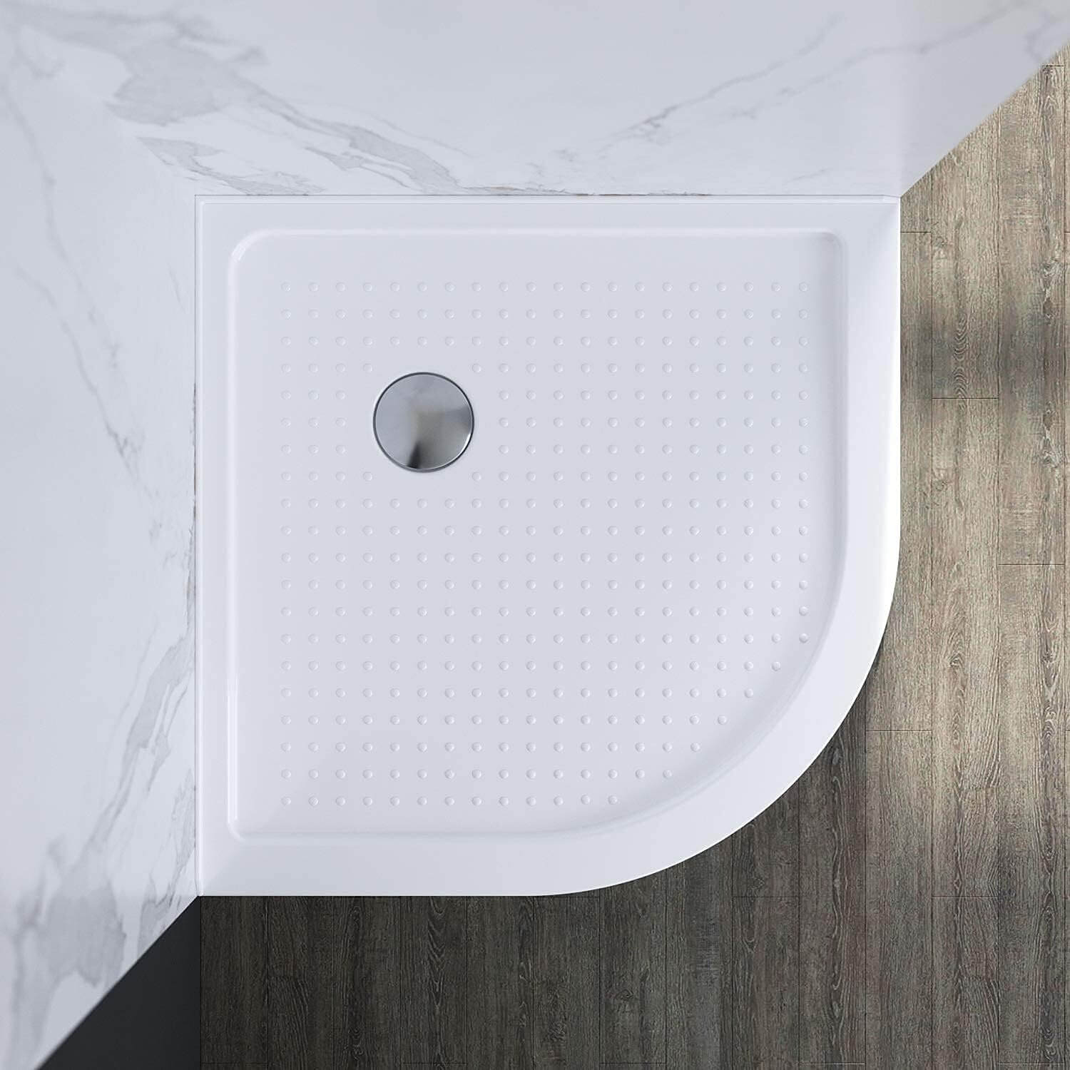 ELEGANT 38 in. W x 38 in. D x 3 in. H White Corner Drain Quadrant Base