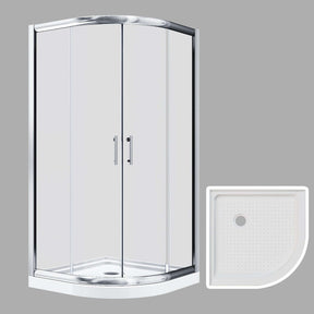 ELEGANT 36.7 in. W x 36.7 in. D x 72 in. H Chrome Finish Quadrant Enclosures With Sliding Doors And White Quadrant Base