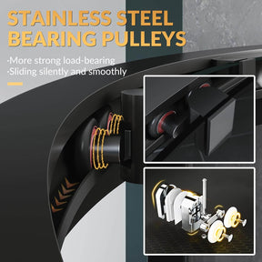 STAINLESS STEEL BEARING PULLEYS: More strong load-bearing. Sliding silently and smoothly