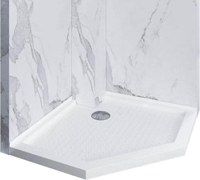 ELEGANT Diamond Shower Bases 38" x 38" x 3" White Corner Drain Shower Pan