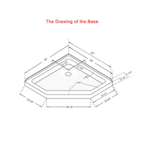 ELEGANT 38 in. W x 38 in. D x 3 in. H White Corner Drain Diamond Bases Size Chart
