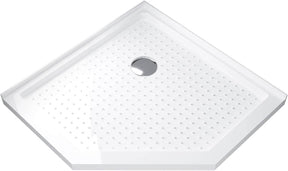 ELEGANT Diamond Shower Bases 38" x 38" x 3" White Corner Drain Shower Pan