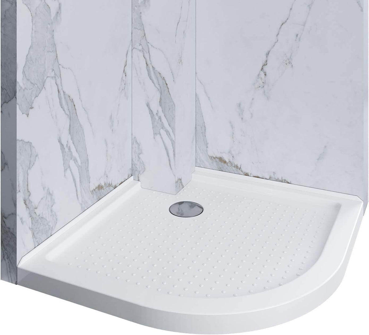 ELEGANT Quadrant Shower Bases 38" x 38" x 3" White Corner Drain Shower Pan