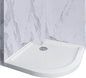 ELEGANT Quadrant Shower Bases 38" x 38" x 3" White Corner Drain Shower Pan