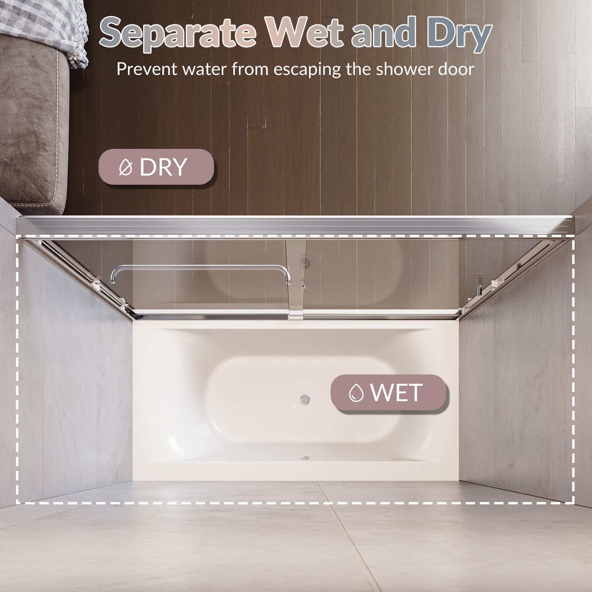 Separate Wet and Dry: Prevent water from escaping the shower door