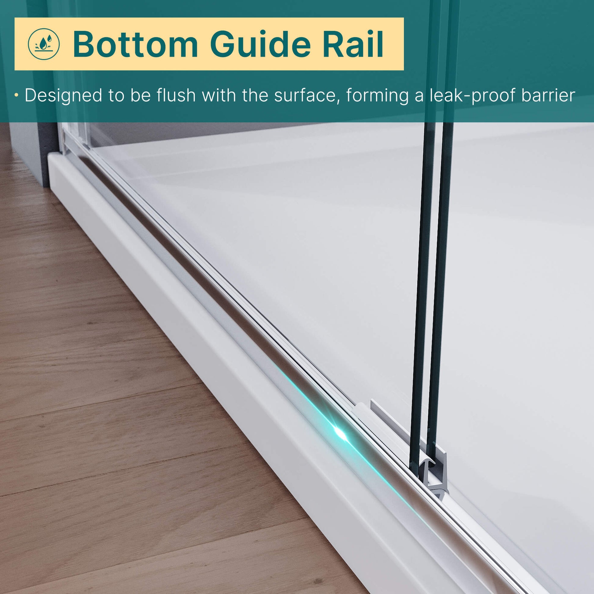 Bottom Guide Rail: Designed to be flush with the surface, forming a leak-proof barrier