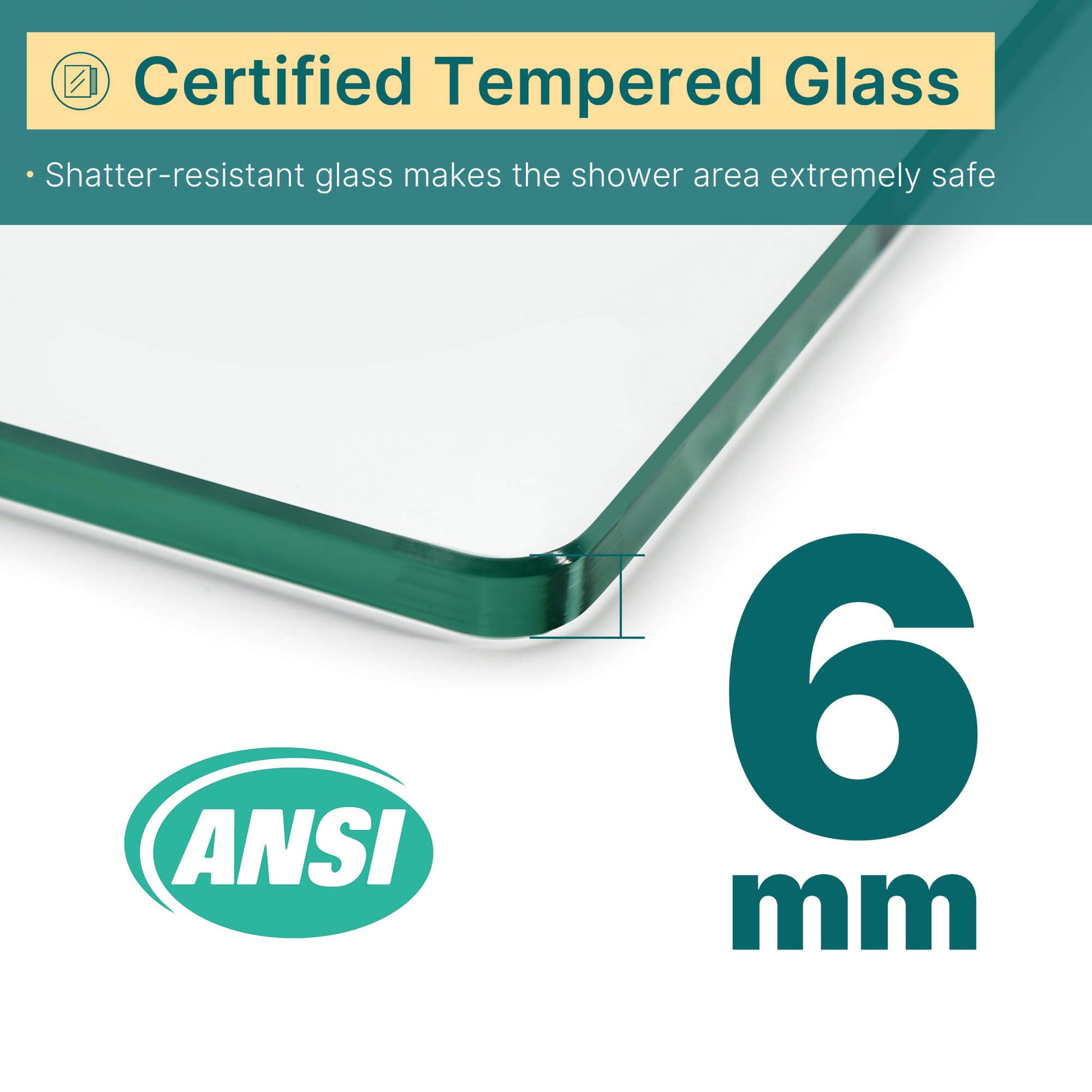 Safety and Clear: 1/4" (6mm) tempered glass is certified by ANSI, not easy to break, making your bathroom safer and more worry-free.