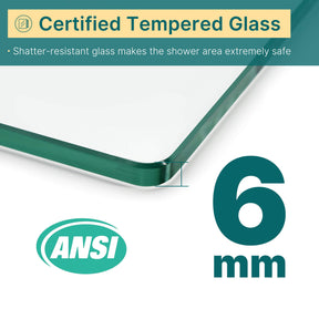Safety and Clear: 1/4" (6mm) tempered glass is certified by ANSI, not easy to break, making your bathroom safer and more worry-free.