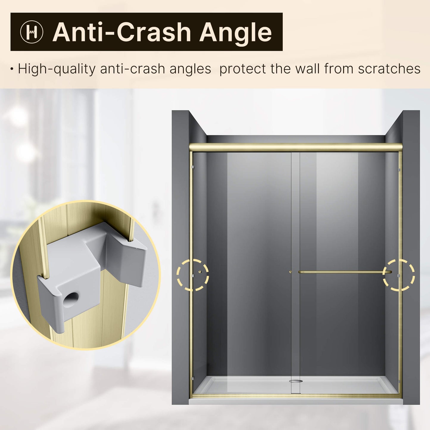 Anti-Crash Angle: High-quality anti-crash angles protect the wall from scratches