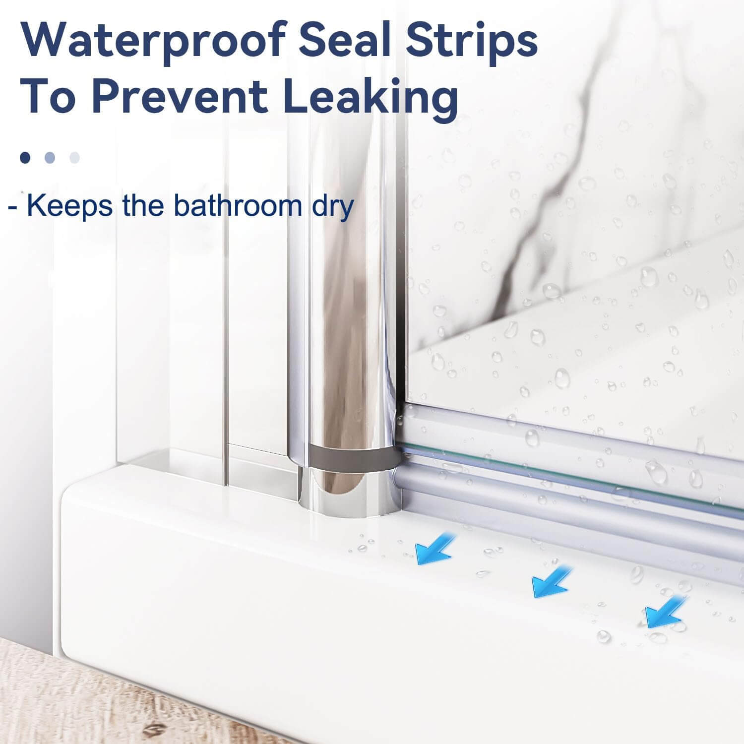 Waterproof Seal Strips To Prevent Leaking. Keeps the bathroom dry.