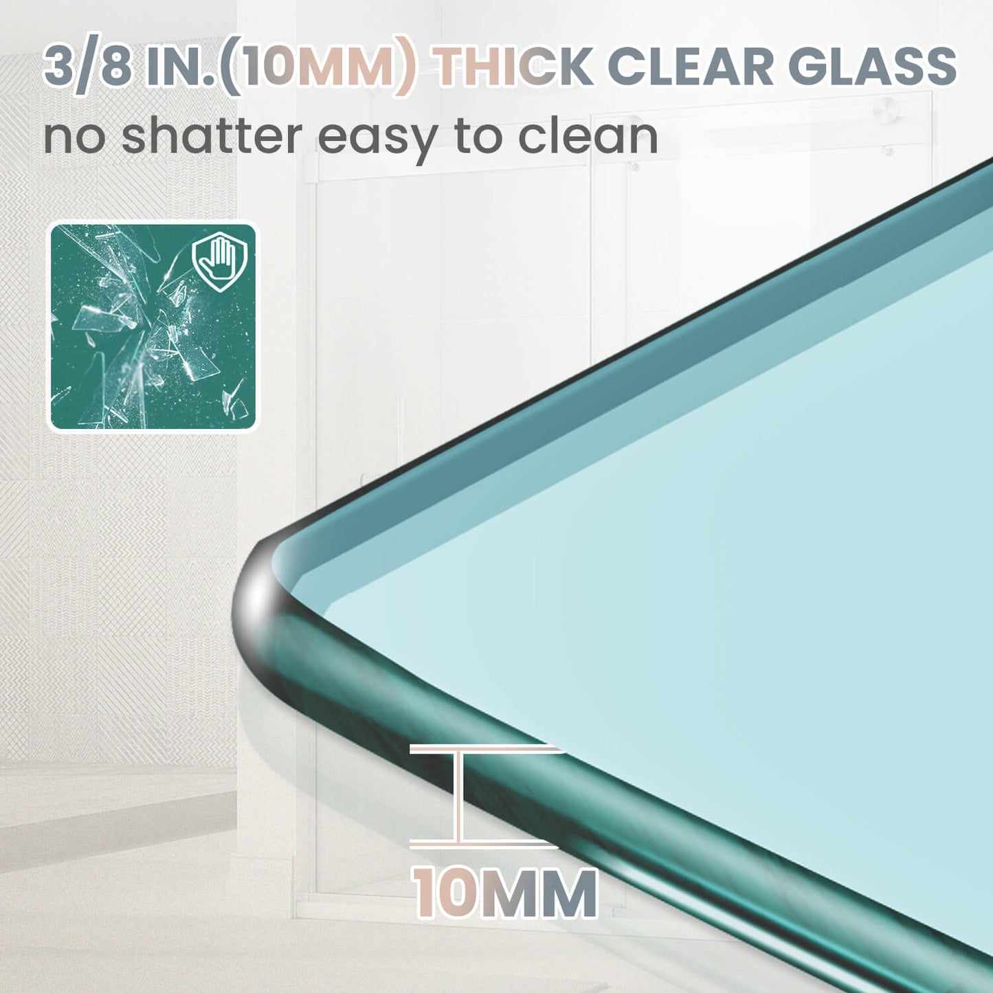 Safety Heavy Clear Glass: Clear 3/8 inch (10 mm) tempered safety glass - ANSI Z97.1 certified, resist high temperature, no shatter and easy to clean.