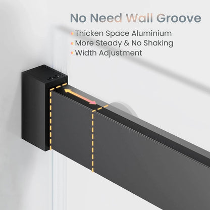 No Need Wall Groove: Thicken Space Aluminum, More Steady & No Shaking, Width Adjustment