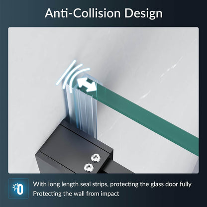 Anti-Collision Design: With long length seal strips, protecting the glass door fully. Protecting the wall from impact