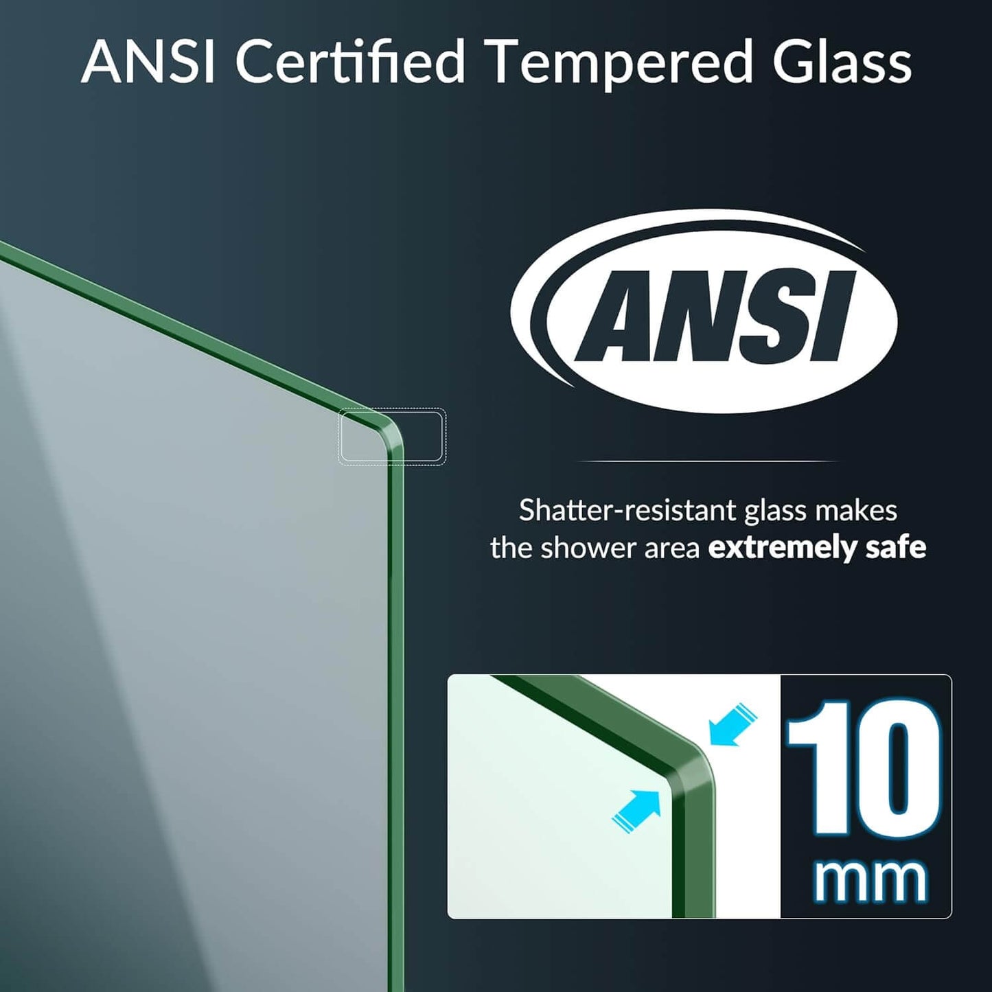 Safety Heavy Clear Glass: Clear 3/8 inch (10 mm) tempered safety glass - ANSI Z97.1 certified, resist high temperature, no shatter and easy to clean.