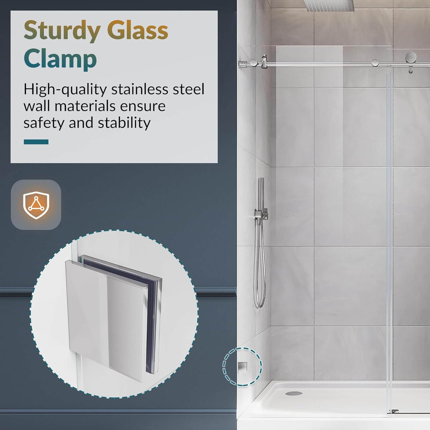 Sturdy Glass Clamp: High-quality stainless steel wall materials ensure safety and stability