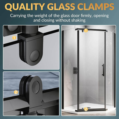 QUALITY GALSS CLAMPS: Carrying the weight of the glass door firmly, opening and closing without shaking.
