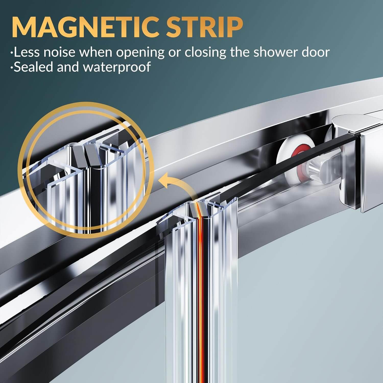 MAGNETIC STRIP: Less noise when opening or closing the shower door. Sealed and waterproof